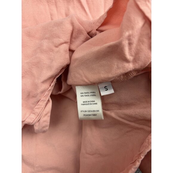 Cloth & Stone Shirt Womens Small Pink Tencel Button Front Tie Hem Top Blouse - Picture 6 of 7